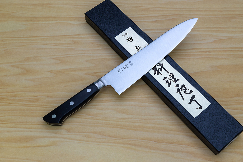 Tetsuhiro Blue Super Gyuto knife 210mm (8.3") Black paper micarta - Knife-Life - Best Japanese Knife Store
