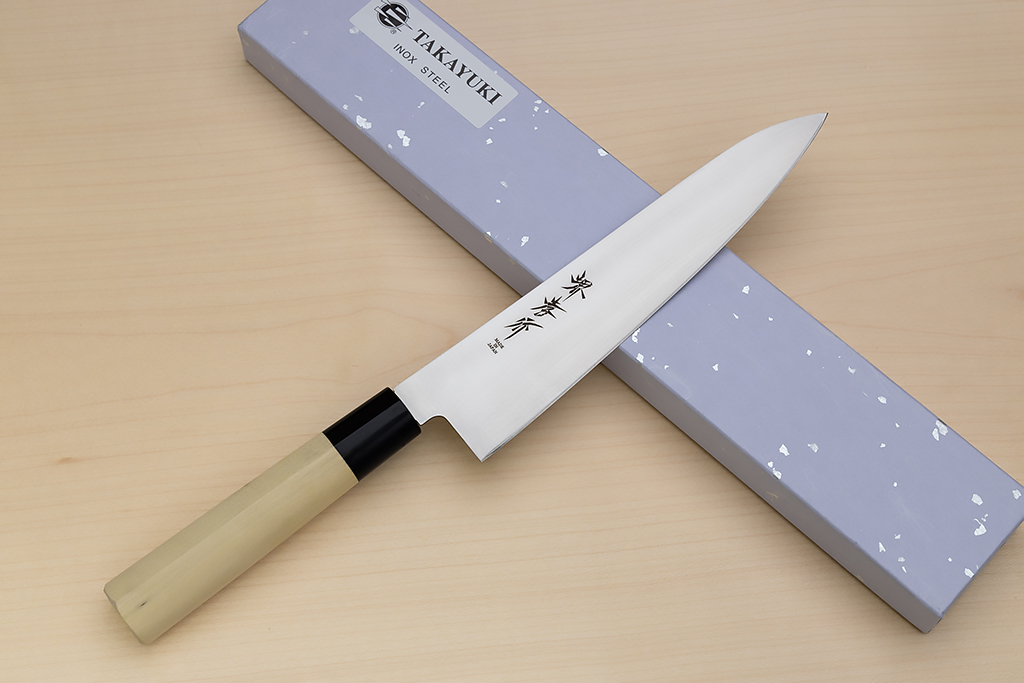 Sakai Takayuki AUS8 Gyuto knife 240mm (9.5 ") Magnolia/Buffalo horn handle - Knife-Life - Best Japanese Knife Store