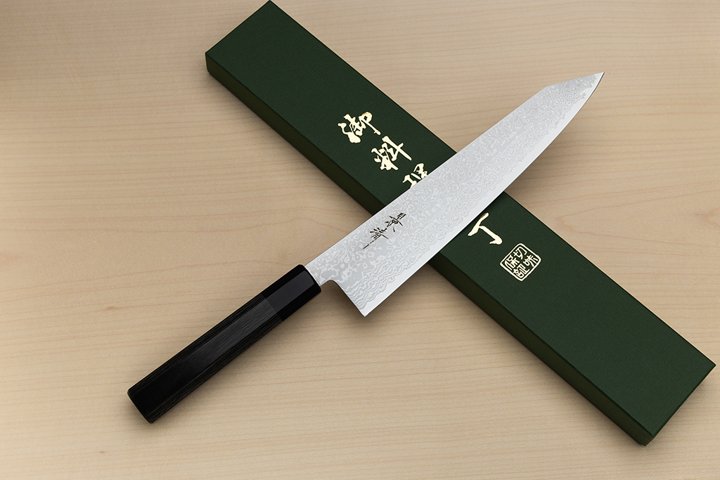 Kagekiyo VG10 Damascus Kiritsuke knife 240mm (9.5") Wood micarta - Knife-Life - Best Japanese Knife Store