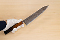 Hokiyama Sakon Bokusui AUS10 ROU-Wave Damascus 210mm (8.3") Gyuto knife with Burnt pattern Urushi lacquered Magnolia Wood octagon handle - Knife-Life - Best Japanese Knife Store