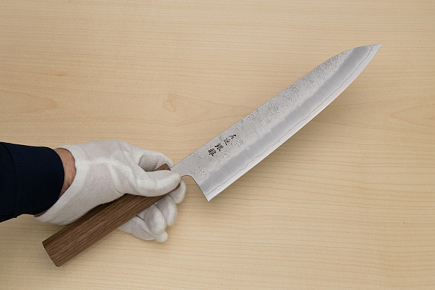 Hokiyama Ginga San-mai Silver steel 3 Gyuto 240mm (9.5") Elongated Octagonal Walnut Handle Hokiyama Ginga San-mai Silver steel 3 Gyuto 240mm (9.5") Elongated Octagonal Walnut Handle