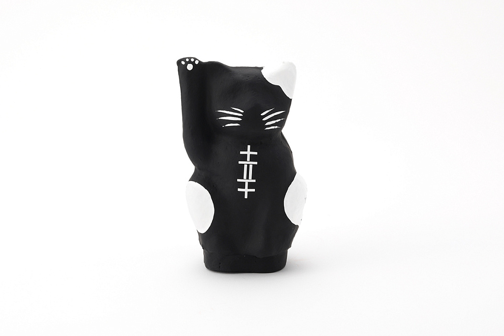 Designer's Black Maneki-Neko Small 14cm - Knife-Life - Best Japanese Knife Store