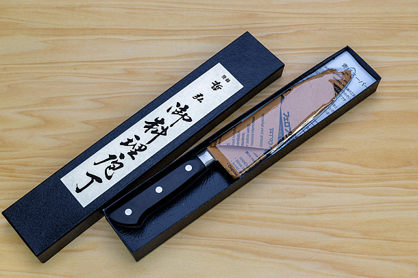 Tetsuhiro Blue Super Nakiri vegetable knife 160mm (6.3") Black paper micarta Tetsuhiro Blue Super Nakiri vegetable knife 160mm (6.3") Black paper micarta