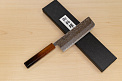 Hokiyama Sakon AUS10 Hammered shiny Damascus 165mm (6.5") Nakiri knife with Burnt pattern Urushi lacquered Magnolia Wood octagon handle - Knife-Life - Best Japanese Knife Store