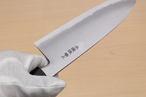 Sakai Genkichi Warikomi White steel 2 Santoku knife 180mm (7.1) Magnolia Wood with Akebono-Nuri Urushi Lacque
