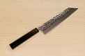Hokiyama Sakon AUS10 Hammered shiny Damascus 210mm (8.3") Kiritsuke knife with Gold Dust Urushi lacquered Magnolia Wood octagon handle - Knife-Life - Best Japanese Knife Store