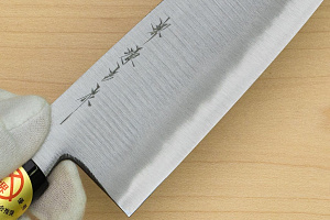 Sakai Genkichi Warikomi White steel 2 Santoku knife 180mm (7.1) Magnolia Wood with  Negoro-Nuri Urushi Lacque