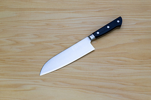 Tetsuhiro Blue Super Nakiri vegetable knife 160mm (6.3") Black paper micarta