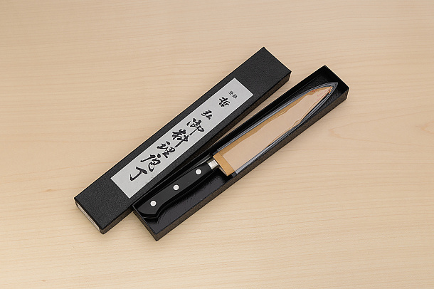 Tetsuhiro Blue steel 2 Petty knife 150mm (6") Black paper micarta Tetsuhiro Blue steel 2 Petty knife 150mm (6") Black paper micarta