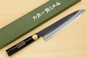 Sakai Genkichi Kurouchi Warikomi White steel 2 Gyuto knife 240mm (9.4") Magnolia Wood with Akebono-Nuri Urushi Lacque