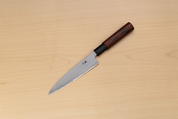 Sakai Genkichi Warikomi White steel 3 Petty knife 150mm (4.8) Magnolia Wood with  Negoro-Nuri Urushi Lacque