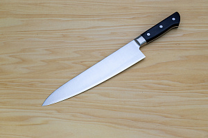 Tetsuhiro Super Gold 2 Gyuto knife 240mm (9.5") Black paper micarta