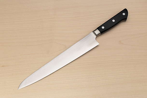 Tetsuhiro VG10 Damascus Sujihiki knife 240mm (9.5") Black paper micarta Tetsuhiro VG10 Damascus Sujihiki knife 240mm (9.5") Black paper micarta