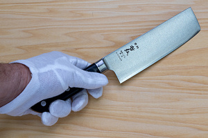 Tetsuhiro Super Gold 2 Nakiri vegetable knife 160mm (6.3") Black paper micarta