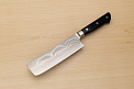 Tetsuhiro VG10 Damascus Nakiri vegetable knife 160mm (6.3") Black paper micarta - Knife-Life - Best Japanese Knife Store