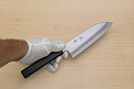 Kagekiyo White Steel 2 Santoku knife 180mm (7.1") Magnolia Wood Urushi lacquer handle - Knife-Life - Best Japanese Knife Store