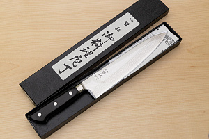 Tetsuhiro VG10 Kasumi nagashi Damascus Gyuto knife 210mm (8.3") Black paper micarta