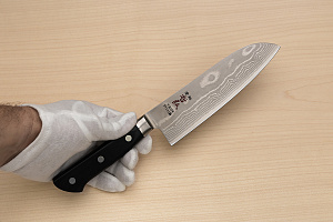 Tetsuhiro VG10 Damascus Santoku knife 170mm (6.7") Black paper micarta