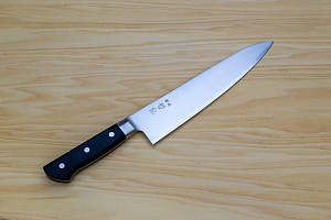 Tetsuhiro Blue Super Gyuto knife 240mm (9.5") Black paper micarta
