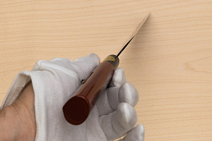 Sakai Genkichi Warikomi Blue steel 2 Santoku knife 180mm (7.1) Magnolia Wood with  Negoro-Nuri Urushi Lacque