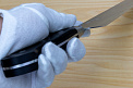 Tetsuhiro Blue Super Gyuto knife 240mm (9.5") Black paper micarta - Knife-Life - Best Japanese Knife Store