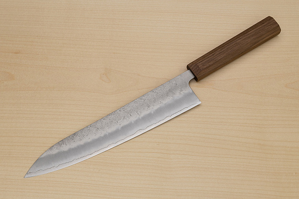 Hokiyama Ginga San-mai Silver steel 3 Gyuto 240mm (9.5") Elongated Octagonal Walnut Handle Hokiyama Ginga San-mai Silver steel 3 Gyuto 240mm (9.5") Elongated Octagonal Walnut Handle