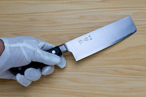 Tetsuhiro Blue steel 2 Nakiri vegetable knife 160mm (6.3") Black paper micarta
