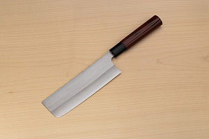 Sakai Genkichi Warikomi AUS8 Nakiri vegetable knife 165mm (6.5) Magnolia Wood with  Negoro-Nuri Urushi Lacque