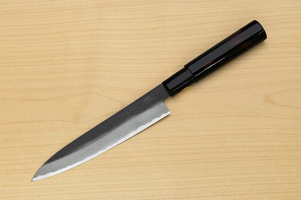 Sakai Genkichi Kurouchi Warikomi White steel 2 Petty knife 160mm (6.3") Magnolia Wood with Akebono-Nuri Urushi Lacque