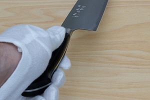 Tetsuhiro Blue Super Gyuto knife 210mm (8.3") Black paper micarta