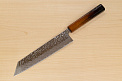 Hokiyama Sakon AUS10 Hammered shiny Damascus 210mm (8.3") Kiritsuke knife with Burnt pattern Urushi lacquered Magnolia Wood octagon handle - Knife-Life - Best Japanese Knife Store
