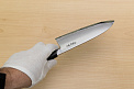 Sakai Genkichi White steel 2 Santoku 180 (7.1) Magnolia Wood handle with buffalo horn - Knife-Life - Best Japanese Knife Store
