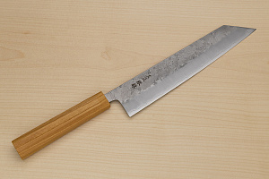 Hokiyama Ginga San-mai Silver steel 3 Kiritsuke 240mm (9.5") Elongated Octagonal Japanese Zelkova Handle