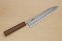 Hokiyama Ginga San-mai Silver steel 3 Gyuto 240mm (9.5") Elongated Octagonal Walnut Handle - Knife-Life - Best Japanese Knife Store