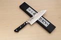 Tetsuhiro VG10 Damascus Santoku knife 170mm (6.7") Black paper micarta - Knife-Life - Best Japanese Knife Store