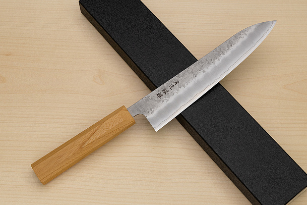Hokiyama Ginga San-mai Silver steel 3 Gyuto 210mm (8.3") Elongated Octagonal Japanese Zelkova Handle
