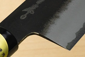 Sakai Genkichi Kurouchi Warikomi White steel 2 Gyuto knife 210mm (8.2") Magnolia Wood with Akebono-Nuri Urushi Lacque