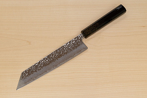 Hokiyama Sakon AUS10 Hammered shiny Damascus 210mm (8.3") Kiritsuke knife with Gold Dust Urushi lacquered Magnolia Wood octagon handle