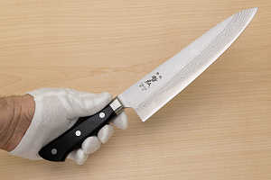 Tetsuhiro VG10 Kasumi nagashi Damascus Gyuto knife 210mm (8.3") Black paper micarta