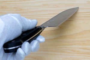 Tetsuhiro Blue Super Nakiri vegetable knife 160mm (6.3") Black paper micarta