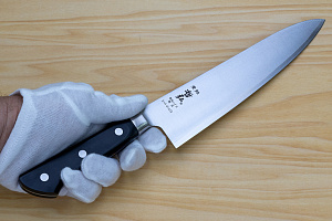 Tetsuhiro Super Gold 2 Gyuto knife 210mm (8.3") Black paper micarta