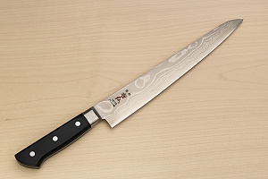 Tetsuhiro VG10 Damascus Sujihiki knife 270mm (10.7") Black paper micarta