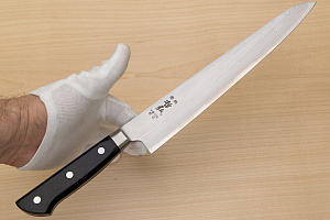 Tetsuhiro VG10 Kasumi nagashi Damascus Sujihiki knife 240mm (9.5") Black paper micarta