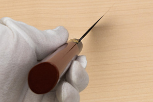 Sakai Genkichi Warikomi AUS8 Nakiri vegetable knife 165mm (6.5) Magnolia Wood with  Negoro-Nuri Urushi Lacque