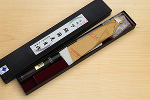 Goko Hamono Shimosanokuni Kogetsu White steel 1 Hon-yaki Gyuto knife 240 mm (9.5") Rosewood handle