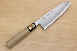 Sakai Genkichi White steel 2 Santoku 180 (7.1) Magnolia Wood handle with buffalo horn