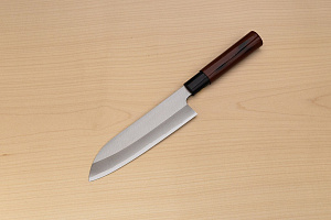 Sakai Genkichi Warikomi Blue steel 2 Santoku knife 180mm (7.1) Magnolia Wood with  Negoro-Nuri Urushi Lacque