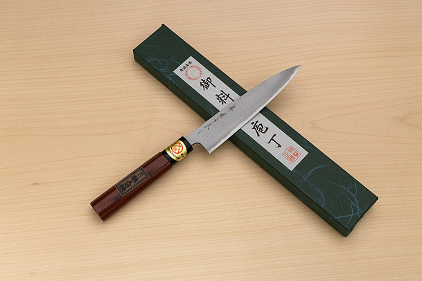 Sakai Genkichi Warikomi White steel 3 Petty knife 150mm (4.8) Magnolia Wood with  Negoro-Nuri Urushi Lacque