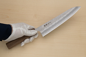 Hokiyama Ginga San-mai Silver steel 3 Gyuto 210mm (8.3") Elongated Octagonal Walnut Handle