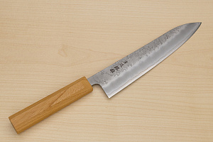 Hokiyama Ginga San-mai Silver steel 3 Gyuto 210mm (8.3") Elongated Octagonal Japanese Zelkova Handle
